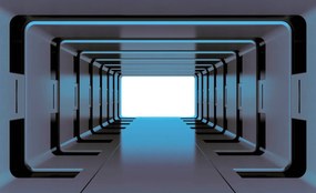 Fototapeta - Modrý 3D tunel (254x184 cm)