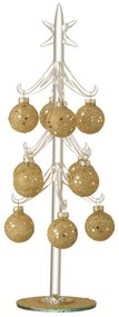 Sklenený stromček s zlatými guľami Baubles Stars Medium – 12*12*30 cm