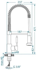 ALVEUS 1150886 - Drezová batéria s flexibilným ramienkom so sprškou URBAN 47,1 cm