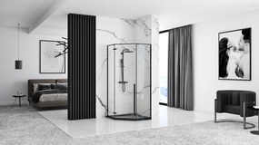 Päťuholníkový sprchovací kút REA DIAMOND 80x80 cm, čierny matný/transparent - bez vaničky