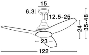 Stropný ventilátor Samoa 12.2 čierne s diaľkovým ovládaním