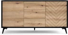 Široká komoda so zásuvkami Diamond, čierna/dub