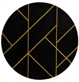 Dywany Łuszczów, Kusový koberec Emerald geometric 1012 black and gold kruh, 120x120 (priemer) kruh, čierna, chodba / predsieň