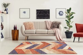Koberec FEEL 5673/17931 HERRINGBONE béžová / terakota / fialová