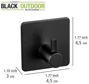 Čierne samodržiace háčiky v súprave 2 ks z nehrdzavejúcej ocele Black Outdoor Kitchen Ureo – Wenko