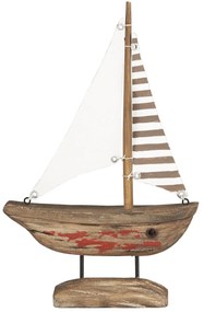 Ib Laursen Drevená dekorácia Ship Nautico White/Striped Red