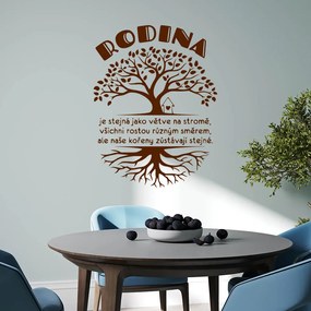 Veselá Stena Samolepka na stenu na stenu Rodina s koreňmi Farba: hnědá, Veľkosť: 100 x 76 cm