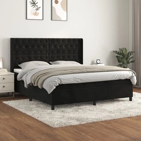 Posteľný rám boxspring s matracom čierny 160x200 cm zamat 3132869