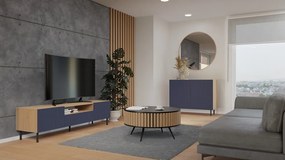 TV stolík KAMA 160 cm dub artisan/modrý