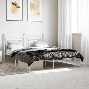 Kovový rám postele s čelom biely 160x200 cm 374391