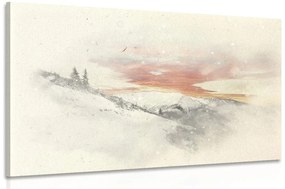 Obraz západ slnka nad zasneženými horami Varianta: 120x80