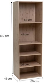 Otvorená modulárna skriňa v dekore duba v prírodnej farbe 60x180x45 cm Modular – Casa Selección