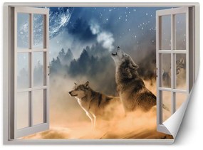 Gario Fototapeta Okno - vyjúce vlky Materiál: Vliesová, Rozmery: 140 x 100 cm