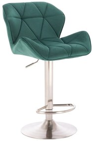 LuxuryForm Barová stolička MILANO VELUR na striebornom tanieri - zelená
