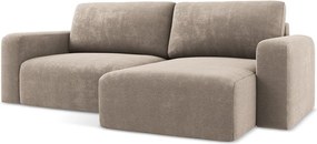 Béžová ženilková rozkladacia/s úložným priestorom rohová pohovka (pravý roh/s leňoškou) Kona – Makamii