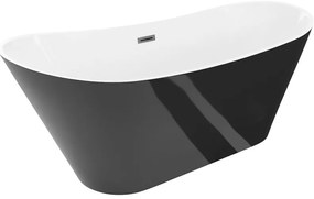Mexen Dora, voľne stojaca vaňa 160 x 75 cm, biela/čierna, grafitový prepad, 52071607575-95