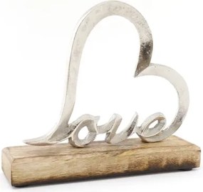 Dekorácia Srdce Love na drevenom podstavci,17x15 cm%