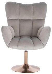 LuxuryForm DESIGN Kreslo AURORA VELUR na zlatom tanieri - svetlo šedé