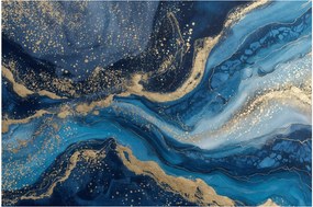 Obraz - Modrozlatý abstraktný mramor (90x60 cm)