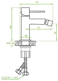 Laveo Pola, bidetová batéria h-146, zlatá matná, LAV-BAP_G32B