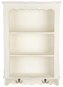 Biela antik nástenná polička s háčikmi Gimelle - 46*14*67 cm
