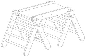 Sivý/v prírodnej farbe pikler trojuholník z borovicového dreva 265x61x60 cm Montessori – Meowbaby