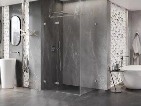 Mexen Lunar T, sklápací sprchový kút ľavý 125 x 110 cm, 8mm číre sklo, chrómový profil, 834T-125-110-01-00-L