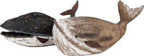 Čierno-biela drevená dekorácia Veľryba - 36*15*23 cm