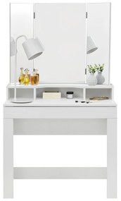 InternetovaZahrada - Toaletný stolík Marla s trojitým zrkadlom v bielej farbe