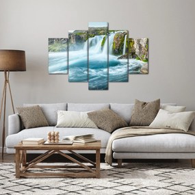 Obraz - Skaly s vodopádmi (150x105 cm)