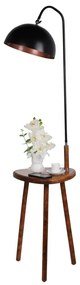 Čierna/hnedá stojacia lampa s poličkou s kovovým tienidlom (výška 160 cm) Table – Opviq lights