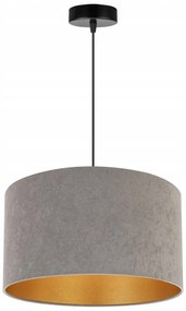 Závesné svietidlo Mediolan, 1x šedé/zlaté textilné tienidlo, (fi 35cm)