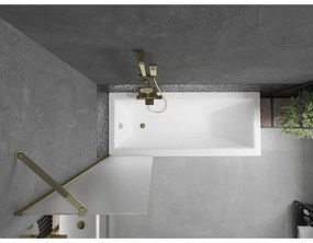 Mexen Next, vaňová zástena 1-krídlová 50 x 150 cm, fixné krídlo, 6 mm námraza sklo, zlatý profil, 895-050-000-00-30-50