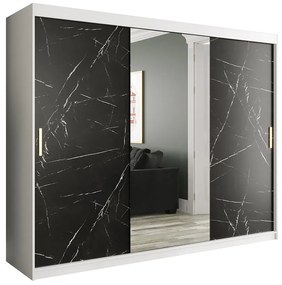 Skriňa Marmur T1 250 biely/mramor čierna