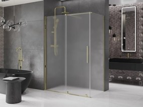 Mexen Velar, sprchový kút s posuvnými dverami 150 x 70 cm, 8mm sklo námraza, zlatá lesklá, 871-150-070-31-50