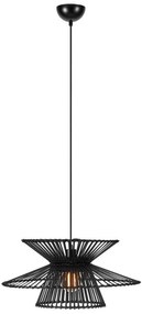 Čierne závesné svietidlo s bambusovým tienidlom ø 57 cm Duplici – Markslöjd