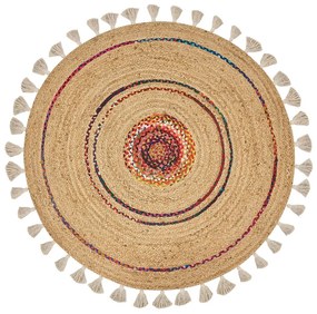Okrúhly jutový koberec ⌀ 140 cm béžový OBAKOY Beliani