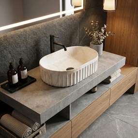 Rea Georgia, umývadlo na dosku 555×350×145 mm, béžová imitácia kameňa, REA-U3542