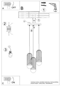 Sollux Lighting Závesné svietidlo BRINA 3P čierne