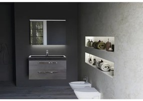 Kúpeľňová zostava Sanox Seville prírodný kameň zrkadlo 100 cm 2 otvory antracit s LED