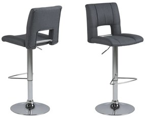 Dizajnová barová stolička Nerine, tmavo šedá a chrómová-tkanina