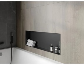 Mexen X-Wall-NR, polička na zapustenie pod obklad bez goliera 90 x 30 cm, čierna matná, 1971903010