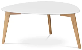 Autronic - Stůl konferenční 85x48x40 cm, MDF bílá deska, nohy bambus přírodní odstín - AF-1182 WT AKCE
