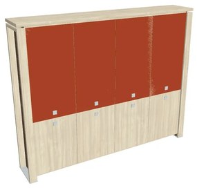 Vysoká skriňa Verno+ 260 x 46 x 210 cm, kombinované dvere, agát / oranžová