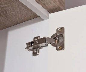 Široká vitrína Caracas typ 22, dub/biely lesk, s osvetlením