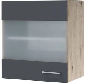 Kuchynská skrinka horná so sklenenými dvierkami Flex Well Tiago čadičová sivá 50x54,8x32 cm