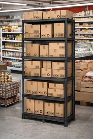 Plastový dielenský regál Stacker 74x172,5 cm čierny