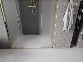 Mexen Velar L Duo, posuvné sprchové dvere do otvoru 140 cm, 8mm sklo námraza, zlatá lesklá, 871-140-003-32-50