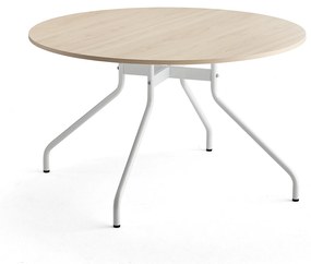 Stôl AROUND, Ø 1200 mm, breza, biela