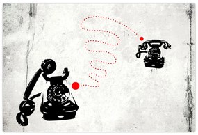 Obraz - Kresba telefónu na štýl Banksyho (90x60 cm)